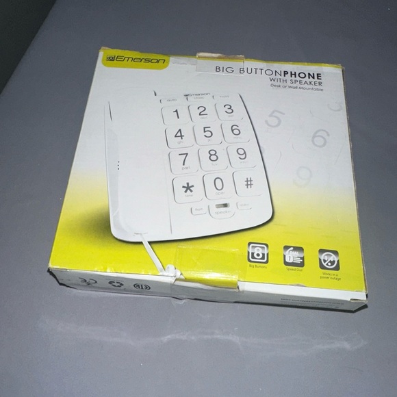 NEW Emerson Big Button Corded Phone Speaker EM300 Senior Citizen Vision Impaired - Picture 1 of 6